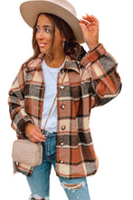 Load image into Gallery viewer, Red Plaid Print Buttoned Shirt Jacket
