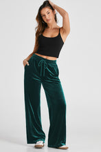 Load image into Gallery viewer, Black Solid Drawstring Waist Wide Leg Pants
