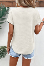 Load image into Gallery viewer, Pale Khaki Textured Wide Sleeve V Neck T Shirt
