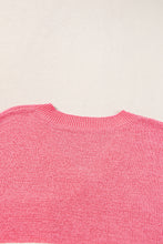 Load image into Gallery viewer, Strawberry Pink Contrast Stripes V Neck Knitted Short Sleeve Top
