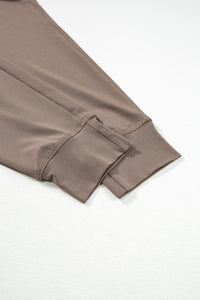 Dark Brown Drawstring Waist Pocketed Joggers