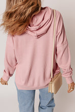 Load image into Gallery viewer, Light Pink Waffle Knit Fleece Lined High Low Oversized Hoodie
