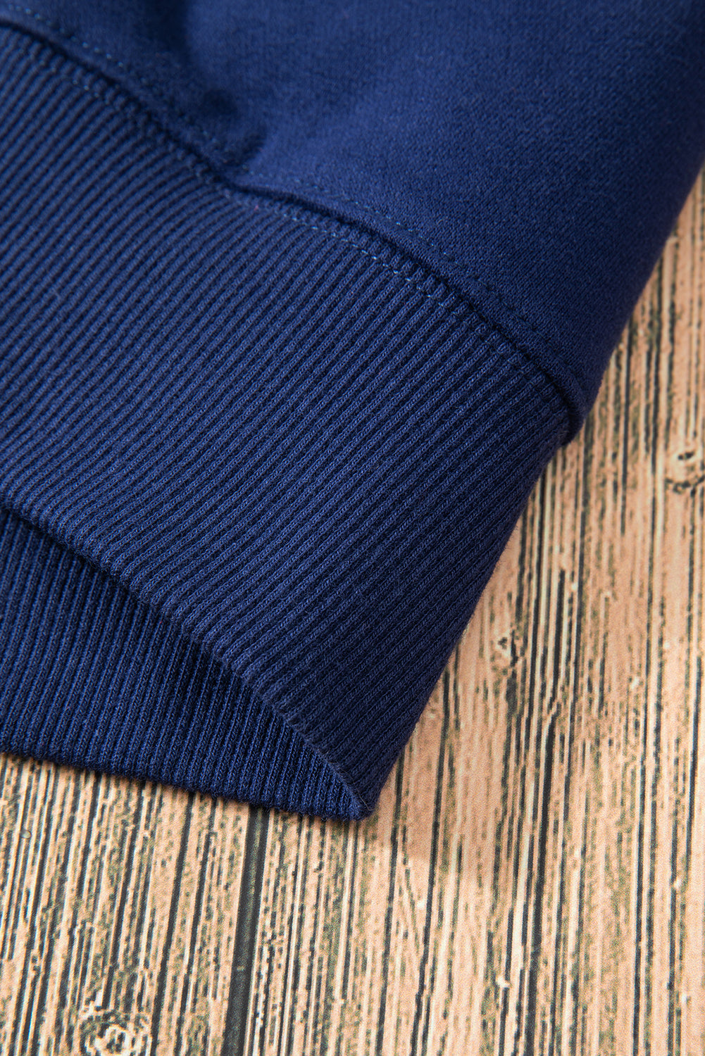 Navy Blue Solid Fleece Lined Drop Shoulder Terry Sweatshirt