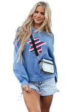 Load image into Gallery viewer, Sky Blue Sequin Trim Embroidered Star USA Pattern Sweatshirt
