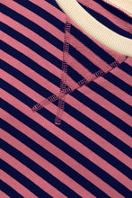 Load image into Gallery viewer, Blue Stripe Oversized Contrast Trim Pullover Sweatshirt
