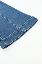 Load image into Gallery viewer, Blue High Waist Seam Stitching Pocket Flare Jeans
