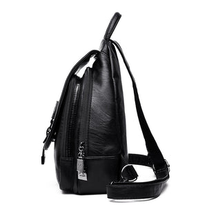 High Quality Ladies Crossbody. Soft Real Leather Backpack. Black