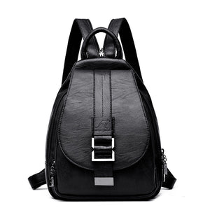 High Quality Ladies Crossbody. Soft Real Leather Backpack. Black