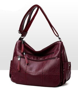 Soft Real Leather Luxury Ladies Handbags Crossbody Bag Shoulder Messenger Burgandy