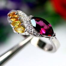 Load image into Gallery viewer, NATURAL RED RHODOLITE GARNET &amp; CITRINE RING 925 SILVER STERLING SZ 8
