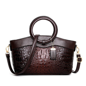 Luxury Leather Handbag Designer Crocodile Women Purse Shoulder Bags Brown