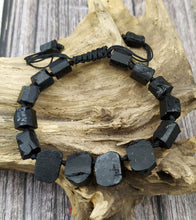 Load image into Gallery viewer, Natural Gemstones Black Tourmaline Stone Beads Cord Knotted Adjustable Bracelet
