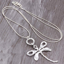 Load image into Gallery viewer, Long Chain Silver Necklace Dragonfly Pendant.Free Shipping!
