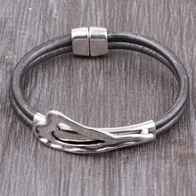 Load image into Gallery viewer, Leather Bracelet bohemian Silver Heart Metal Magnet Clasp
