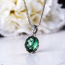 Load image into Gallery viewer, Pendant Emerald Natural Gemstone Antique Retro 925 Sterling Silver
