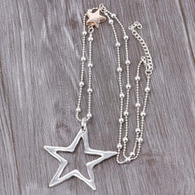 Load image into Gallery viewer, Long Chain Silver Necklace Double Star Pendant Gold and Silver. Free Shipping!
