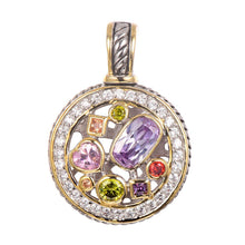 Load image into Gallery viewer, Pendant Purple Morganite Peridot Pink &amp; Red Crystals Zircon 925 Sterling Silver Gold Plated Jewelry
