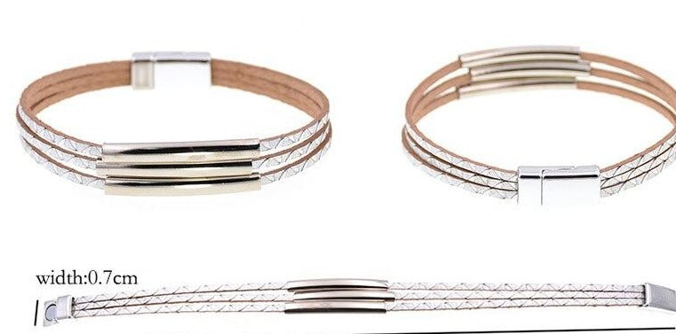 Leather bracelets Copper Pipe charm Boho fashion Jewelry