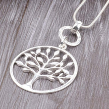Load image into Gallery viewer, Long Chain Silver Necklace &amp; Tree of Life Pendant. Free Shipping
