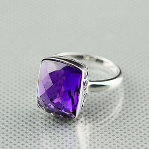 Natural Purple Amethyst Ring 925 Sterling Silver Natural Gemstone Size 8 . Free Shipping !