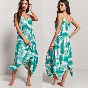 Summer  Beach Strap V-neck Floral Long Maxi Dress Sundress