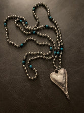 Load image into Gallery viewer, Bohemian Tribal Jewelry Metal Beads / Turquoise Heart Pendant Necklace
