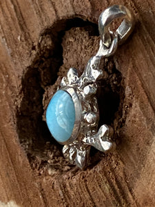 Crab Larimar Pendant 925 Solid Sterling Silver & Caribbean Gemstone Jewelry.