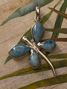 Butterfly Larimar Pendant 925 Solid Sterling Silver & Caribbean Gemstone