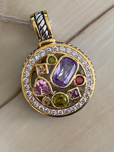 Load image into Gallery viewer, Pendant Purple Morganite Peridot Pink &amp; Red Crystals Zircon 925 Sterling Silver Gold Plated Jewelry

