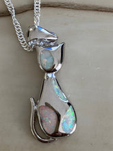 Load image into Gallery viewer, Fire Opal Cat Pendant 925 Sterling Silver FREE SHIPPING
