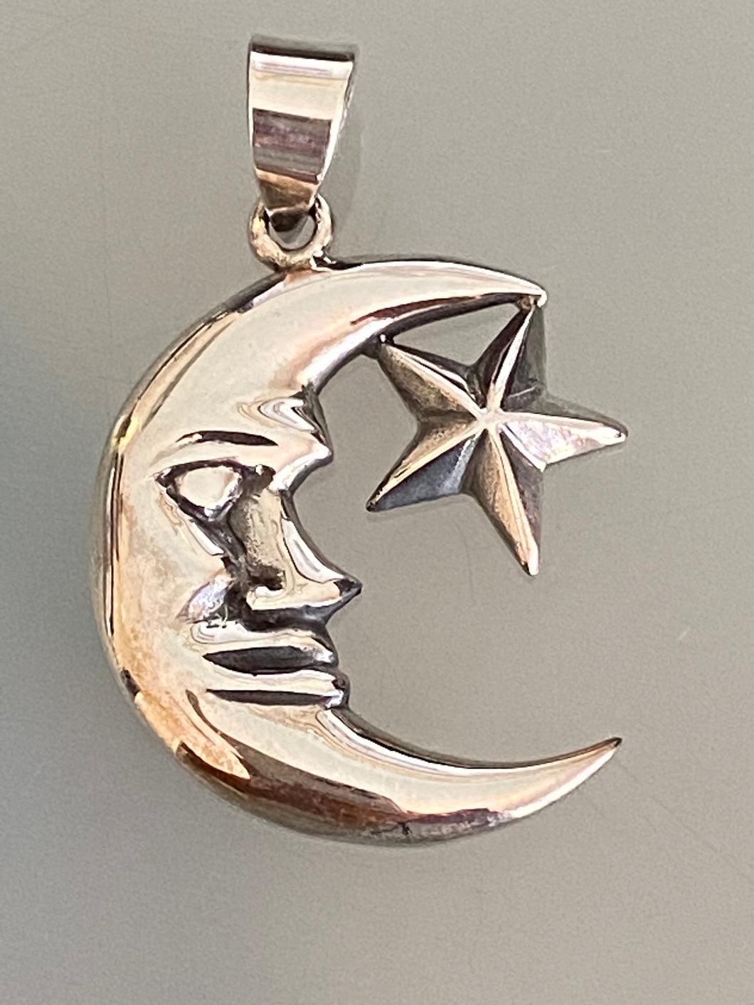 Moon & Star Pendant 925 Sterling Silver Jewelry. Free Silver Plated Chain. Free Shipping!