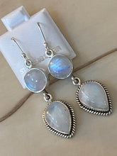 Load image into Gallery viewer, White Natural Real Stone Moonstone Earrings Handcrafted 925 Sterling Silver

