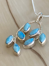 Load image into Gallery viewer, Multi Petals Flower Pendant Caribbean Larimar 925 Solid Sterling Silver. Free Plated Silver Chain
