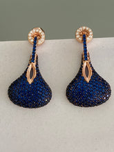 Load image into Gallery viewer, Sapphire Pave Tecnique Earrings &amp; White Topaz Rose Gold Handcrafted
