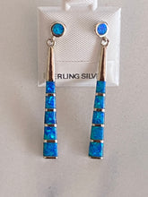 Load image into Gallery viewer, Blue Fire Opal Dangle Earrings 925 Sterling Silver *Fine Jewelry*
