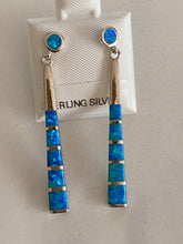 Load image into Gallery viewer, Blue Fire Opal Dangle Earrings 925 Sterling Silver *Fine Jewelry*
