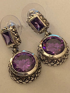 Gemstone Earrings Amethyst Natural  Stones & 925 Sterling Silver Fine Jewelry