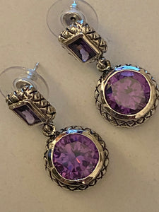 Gemstone Earrings Amethyst Natural  Stones & 925 Sterling Silver Fine Jewelry