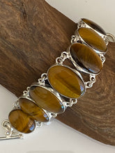 Load image into Gallery viewer, Precious Stone &quot; Tiger Eye &quot; Handcrafted Bracelet India 925 Sterling Silver

