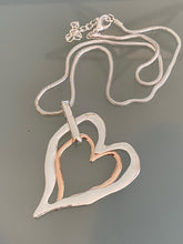 Load image into Gallery viewer, Long Chain Silver Necklace Double Heart Pendant Gold and Silver. Free Shipping!
