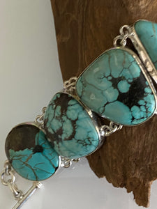 One of the KInd Turquoise Bracelet  Handcrfted in India 925 Sterling Silver