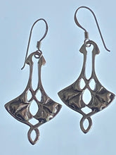 Load image into Gallery viewer, Sterling Silver Dangle Earrings Flower Art Deco Desing
