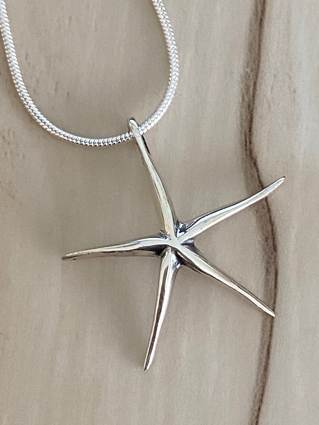 Starfish Pendant 925 Sterling Silver Jewelry. Free Silver Plated Chain. Free Shipping!