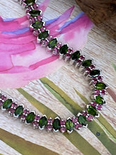 Load image into Gallery viewer, Bracelet AAA Green Chrome Diopside &amp; Ruby Precious Gemstones 925 Sterling Silver
