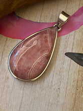 Load image into Gallery viewer, Handcrafted Rhodochrosite Pendant Solid Sterling Silver Jewelry.
