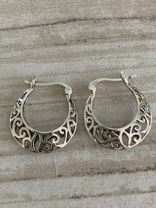 Filigree Sterling Silver Hoops Earrings