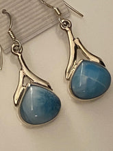 Load image into Gallery viewer, Larimar Teardrop &amp; Sterling Silver Dangling Earrings..Free Shipping!!
