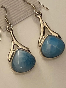 Larimar Teardrop & Sterling Silver Dangling Earrings..Free Shipping!!