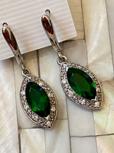 Load image into Gallery viewer, Handcrafted Earrings Gemstones Emerald &amp; White Topaz. Sterling Silver.Free Shipping
