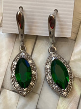 Load image into Gallery viewer, Handcrafted Earrings Gemstones Emerald &amp; White Topaz. Sterling Silver.Free Shipping

